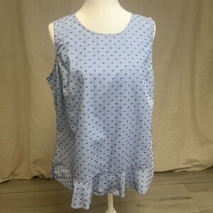 Tommy Hilfiger Women's Sleeveless Peplum Blouse Blue and Red Gingham Sz L